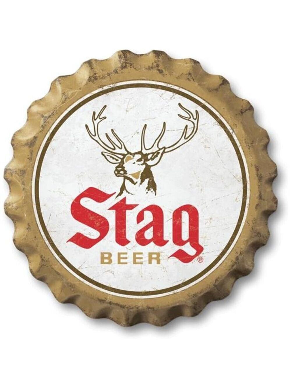 Stag Beer Metal Bottle Cap Sign Garage Shop Bar Man Cave Aluminum Outdoor LARGE